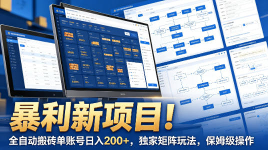 暴利新项目!全自动搬砖单账号日入200+,独家矩阵玩法,保姆级操作【揭秘】-小白网创