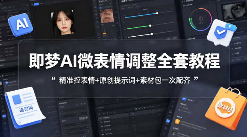 即梦AI微表情调整全套教程,精准控表情+原创提示词+素材包一次配齐-小白网创